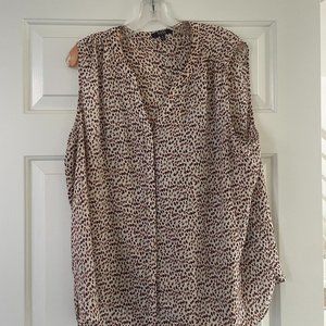 NYDJ Sleeveless Animal Print Pintuck Blouse XL